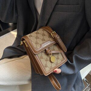 Brown Monogram Buckle Flap Crossbody Purse